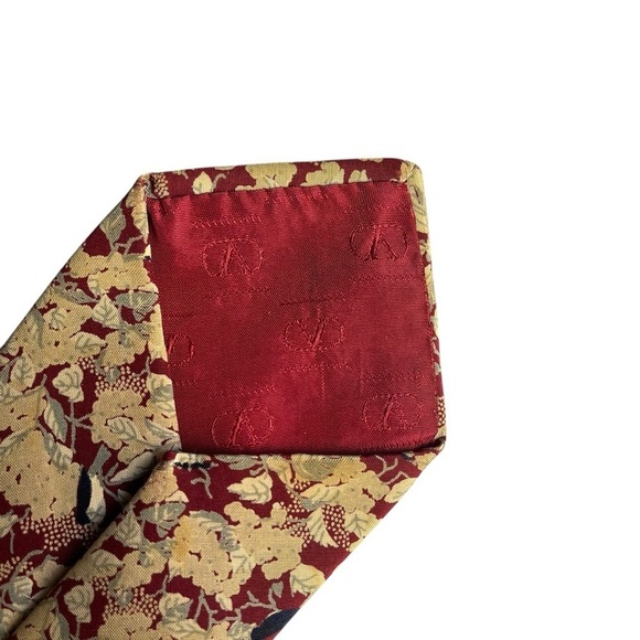 VALENTINO 90s Vintage Allover Floral Leaf Print Silk Tie Made In Italy - Picture 6 of 11
